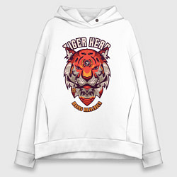 Толстовка оверсайз женская Тигр робот, цвет: белый