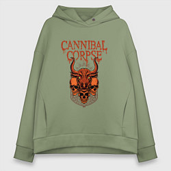 Толстовка оверсайз женская Cannibal Corpse Skulls, цвет: авокадо