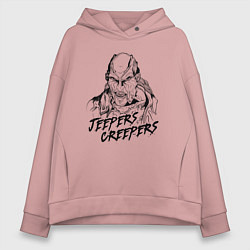 Толстовка оверсайз женская Line Jeepers Creepers, цвет: пыльно-розовый