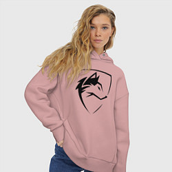 Толстовка оверсайз женская Wolf Emblem Jaw, цвет: пыльно-розовый — фото 2