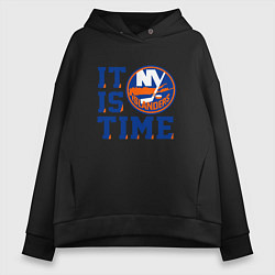 Толстовка оверсайз женская It Is New York Islanders Time Нью Йорк Айлендерс, цвет: черный