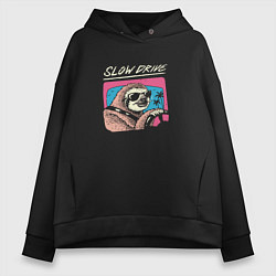 Толстовка оверсайз женская Slow Drive, цвет: черный