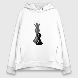 Толстовка оверсайз женская За каждой пешкой тень Королевы, цвет: белый