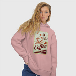 Толстовка оверсайз женская Coffee Cup Retro, цвет: пыльно-розовый — фото 2