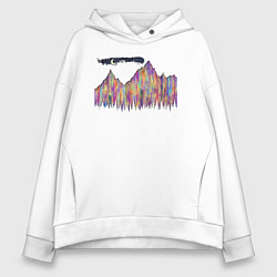 Толстовка оверсайз женская Mountains Forest, цвет: белый