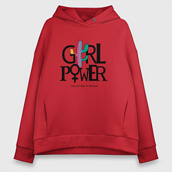 Толстовка оверсайз женская Girl power, цвет: красный