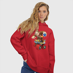Толстовка оверсайз женская Donkey Kong Super Mario Nintendo, цвет: красный — фото 2