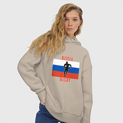 Толстовка оверсайз женская Russian Rugby, цвет: миндальный — фото 2