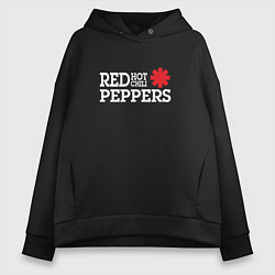 Толстовка оверсайз женская RHCP Logo Red Hot Chili Peppers, цвет: черный