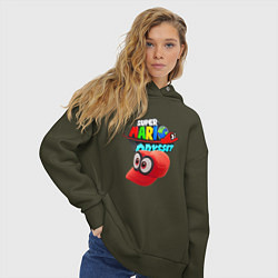 Толстовка оверсайз женская Super Mario Odyssey Nintendo Бейсболка, цвет: хаки — фото 2