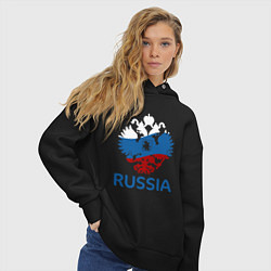 Толстовка оверсайз женская Russia, цвет: черный — фото 2