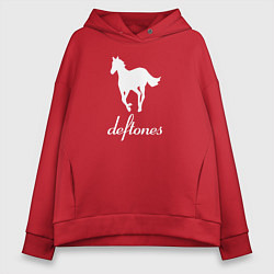 Толстовка оверсайз женская Deftones лошадь, цвет: красный