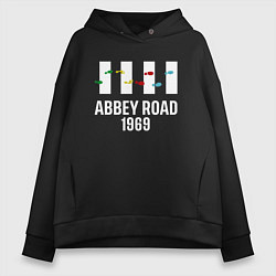 Толстовка оверсайз женская THE BEATLES ABBEY ROAD, цвет: черный