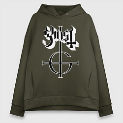Толстовка оверсайз женская Ghost logo, цвет: хаки