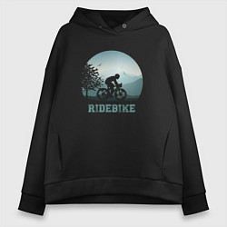 Толстовка оверсайз женская RideBike, цвет: черный