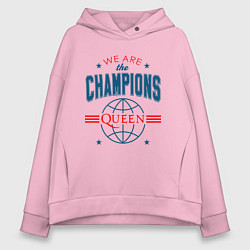 Толстовка оверсайз женская QUEEN WE ARE THE CHAMPIONS, цвет: светло-розовый