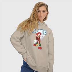 Толстовка оверсайз женская Knuckles Echidna Sonic Video game Ехидна Наклз Вид, цвет: миндальный — фото 2
