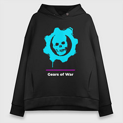 Толстовка оверсайз женская Gears of War в неоновых цветах, цвет: черный
