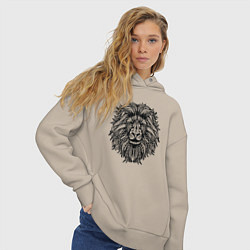 Толстовка оверсайз женская Лев в стиле Мандала Mandala Lion, цвет: миндальный — фото 2