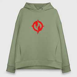 Толстовка оверсайз женская Chaoseum Logo Emblem спина, цвет: авокадо
