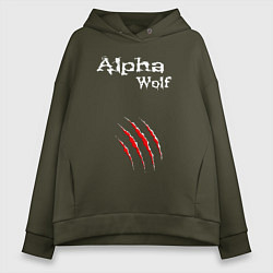 Толстовка оверсайз женская Alpha Wolf Альфа Волк, цвет: хаки