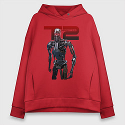 Толстовка оверсайз женская Terminator 2 - T800, цвет: красный
