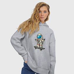 Толстовка оверсайз женская Космонавт на скейте, цвет: меланж — фото 2