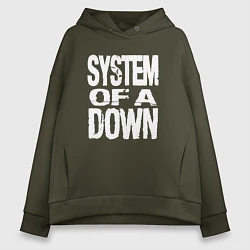 Толстовка оверсайз женская System of a Down логотип, цвет: хаки