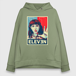 Толстовка оверсайз женская Stranger Things Eleven, цвет: авокадо