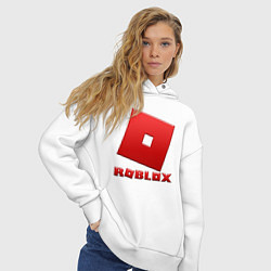 Толстовка оверсайз женская ROBLOX логотип красный градиент, цвет: белый — фото 2