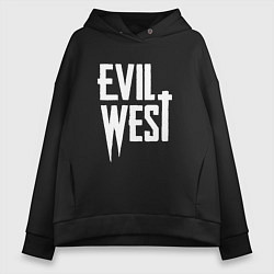 Толстовка оверсайз женская Evil west logo, цвет: черный