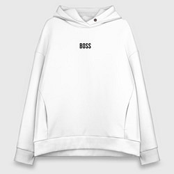 Толстовка оверсайз женская Boss Black Text, цвет: белый