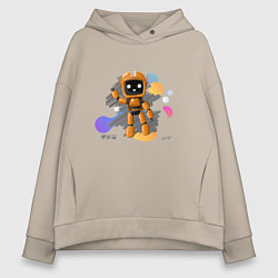 Толстовка оверсайз женская Любовь смерть роботы, цвет: миндальный