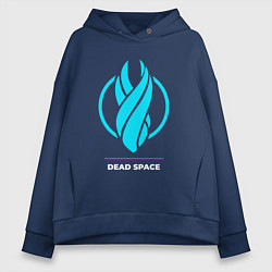 Толстовка оверсайз женская Символ Dead Space в неоновых цветах, цвет: тёмно-синий