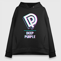 Толстовка оверсайз женская Deep Purple Glitch Rock, цвет: черный