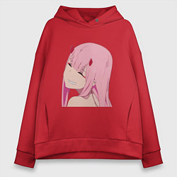 Толстовка оверсайз женская Zero Two крупный план, цвет: красный