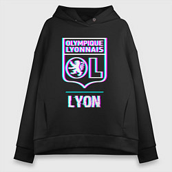 Толстовка оверсайз женская Lyon FC в стиле Glitch, цвет: черный