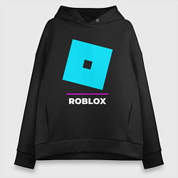 Толстовка оверсайз женская Символ Roblox в неоновых цветах, цвет: черный