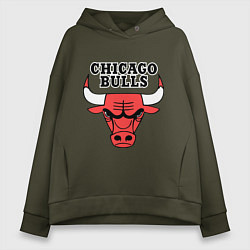 Толстовка оверсайз женская Chicago Bulls, цвет: хаки