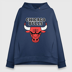 Толстовка оверсайз женская Chicago Bulls, цвет: тёмно-синий