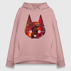 Толстовка оверсайз женская Кот из игры Stray, цвет: пыльно-розовый