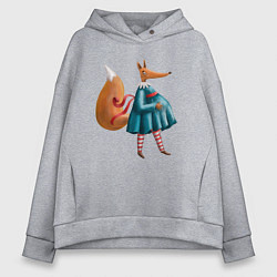 Толстовка оверсайз женская Беременная лисица, цвет: меланж