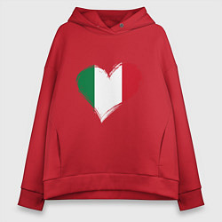 Толстовка оверсайз женская Сердце - Италия, цвет: красный