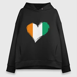 Толстовка оверсайз женская Сердце - Ирландия, цвет: черный