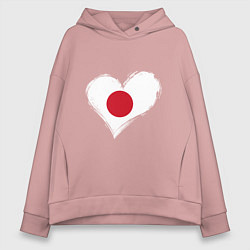 Толстовка оверсайз женская Сердце - Япония, цвет: пыльно-розовый