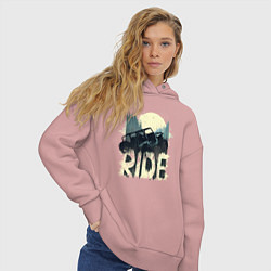 Толстовка оверсайз женская Offroad ride, цвет: пыльно-розовый — фото 2