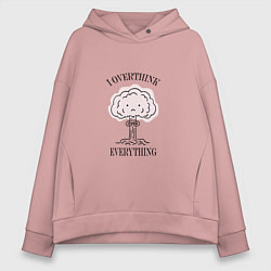 Толстовка оверсайз женская I Overthink Everything, цвет: пыльно-розовый