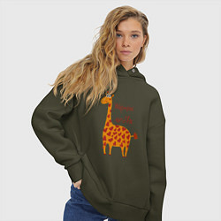Толстовка оверсайз женская Жирафик любви, цвет: хаки — фото 2
