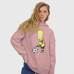 Толстовка оверсайз женская Барт Симпсон - крутой футбольный форвард, цвет: пыльно-розовый — фото 2