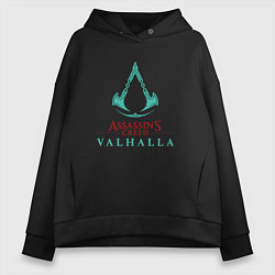 Толстовка оверсайз женская Assassins Creed Valhalla - logo, цвет: черный